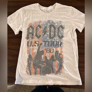 AC/DC U.S. Tour t-shirt 80s Tour White American Flag Design Small